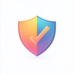 Poster - Colorful shield icon with a check mark, symbolizing security and protection.