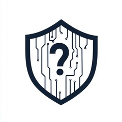 Poster - Abstract technology shield icon with a question mark representing cybersecurity inquiries.