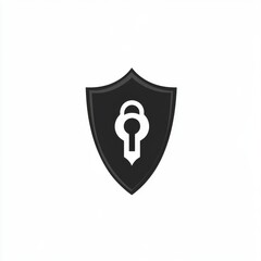 Poster - Stylized black shield logo with a padlock, symbolizing security and protection.