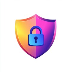Poster - Colorful shield icon featuring a padlock symbol, representing security and protection.