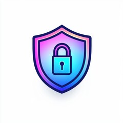 Poster - A modern, colorful padlock inside a shield emblem, symbolizing digital security and protection.