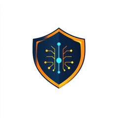 Poster - A modern shield logo featuring a digital circuit design, symbolizing cybersecurity and protection.