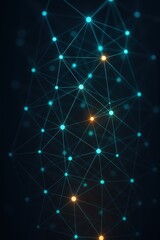 Poster - Abstract network with glowing nodes and connecting lines against dark background