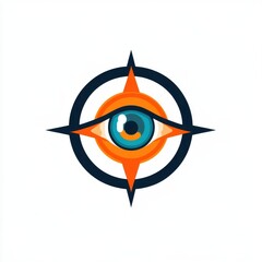 Poster - An artistic illustration of an eye within a compass design, showcasing a blend of sharp lines and vibrant colors.