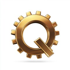Poster - A sleek golden gear symbol with a prominent letter Q, representing innovation and engineering concepts.