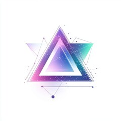 Poster - Abstract geometric design featuring a colorful, layered triangle with a cosmic theme.