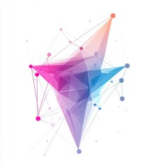 Fototapete - Abstract geometric shapes in vibrant pink and blue hues creating a modern design.