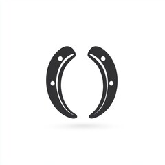 Poster - Minimalistic black and white abstract design featuring two curved shapes with circles.