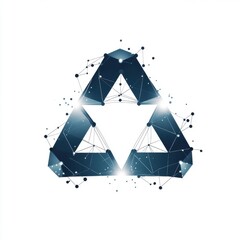 Fototapete - Stylized geometric triangular shape with a network of connecting lines and dots, creating a modern digital aesthetic.