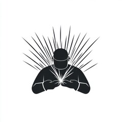 Poster - Silhouette of a male figure creating sparks, symbolizing creativity and innovation.