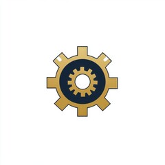 Poster - A stylized golden gear icon on a clean white background, symbolizing industry and technology.