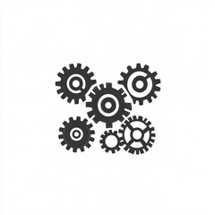 Poster - A collection of interlocking black gears on a light background, symbolizing teamwork and mechanics.