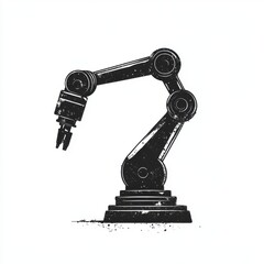 Poster - Industrial robotic arm with a sleek design, showcasing precision and innovation in manufacturing.
