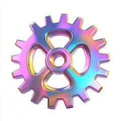 Poster - A vibrant, iridescent gear showcasing a spectrum of colors and modern design.