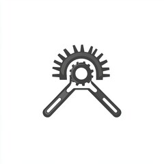 Poster - Stylized illustration of a gear and caliper tool symbolizing precision engineering and manufacturing.