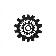 Poster - A black and white illustration of a gear, symbolizing engineering and mechanics.