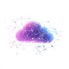 Poster - A vibrant digital cloud illustration in purple and blue hues, symbolizing connectivity and technology.