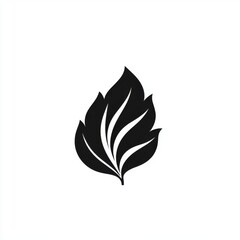 Poster - Stylized black leaf silhouette on a white background, conveying elegance and simplicity.
