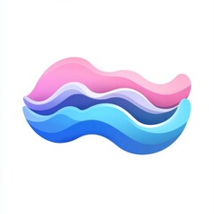 Poster - Abstract waves in soft shades of pink and blue, creating a calming visual flow.