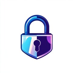 Poster - A modern, stylized padlock icon in blue and purple hues, symbolizing security and protection in digital spaces.