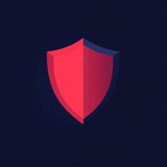 Poster - A bold red and blue 3D shield icon, symbolizing protection and security against threats.