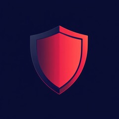Poster - Stylized red and black shield icon on a dark background, symbolizing protection and security.