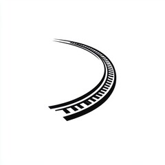 Poster - Curved train tracks creating a minimalist design on a clean white background.