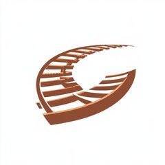Poster - Artistic illustration of a curved railway track on a minimalistic background.