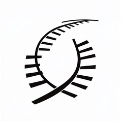 Poster - Stylized black and white illustration of a curved railway track symbolizing journey and travel.