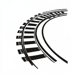 Poster - A close-up of a curved section of railway tracks, depicting the intricate details of the metal and wooden ties.