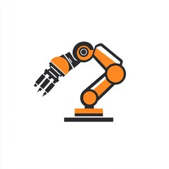 Poster - Industrial robotic arm with an orange and black design, symbolizing modern automation in manufacturing.