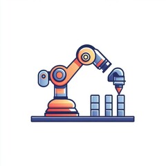 Poster - A colorful robotic arm assembling building blocks, showcasing innovation and technology in automation.