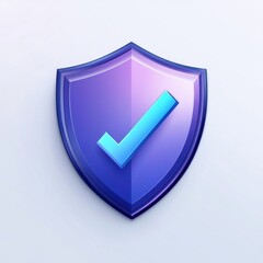 Poster - A modern purple shield icon with a blue check mark symbolizing security and trust.