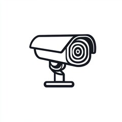 Poster - Stylized black and white illustration of a security camera icon, emphasizing surveillance and protection.