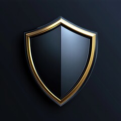 Poster - Stylish black and gold shield emblem on a dark background, symbolizing protection and security.