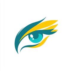 Poster - Stylized eye logo featuring teal and yellow hues, showcasing elegance and modern design.