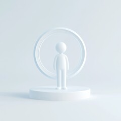 Poster - Minimalist white figurine representing a person in a serene, modern setting.