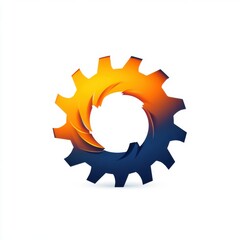 Poster - Stylized orange and blue gear logo, symbolizing innovation and technology.