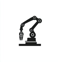 Poster - Black robotic arm with a gripper on a white background, symbolizing technology and automation.
