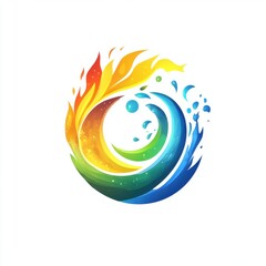 Poster - A vibrant, colorful swirl of fire and water elements creating a dynamic and harmonious design.