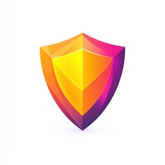 Poster - Stylized abstract shield symbol in vibrant gradient colors of orange and pink.