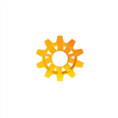 Poster - Bright orange gear icon on a white background, symbolizing innovation and teamwork.