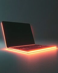 Poster - A sleek, illuminated laptop with a glowing edge, creating a captivating tech aesthetic.