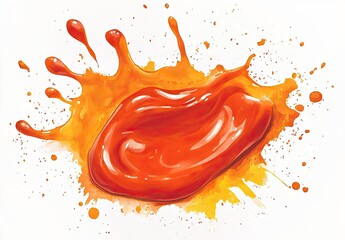 Aufkleber - Vibrant orange paint splatter, artistic fluid design