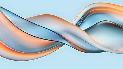 Aufkleber - Abstract Liquid Smoke 3D Render: Blue and Orange Pastel Wave Texture