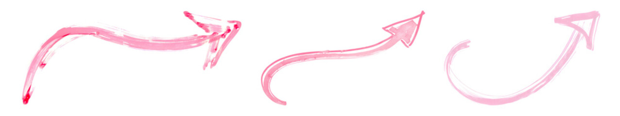 Poster - png hand-drawn pink curved arrows, isolated element set on transparent background