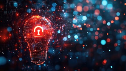 Poster - Glowing Digital Security Light Bulb