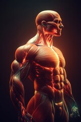 Poster - Glowing Muscular Male Figure in Digital Art