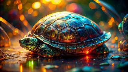 Poster - Macro Photography:  Giant Glass Turtle Shell Texture Detail