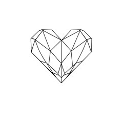 Geometric Low-Poly Heart Line Art Minimalist Design